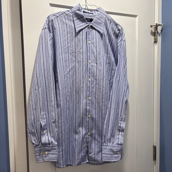 3 for $17! | LINCS LUXURY DAVID CHU | 100% Cotton b/w/Men’s Size L striped shirt - Picture 3 of 7